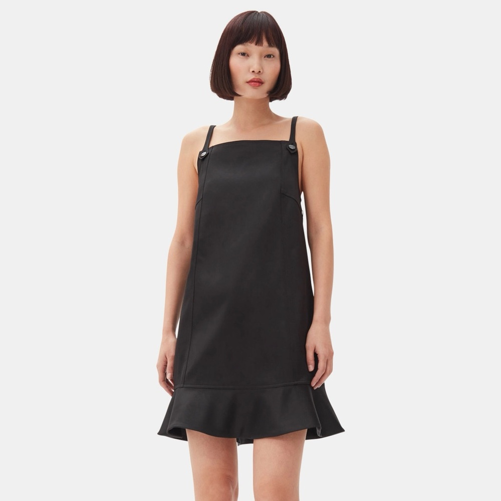 NWT GANNI Black Duchesse Satin Mini Dress EU 38/US 6